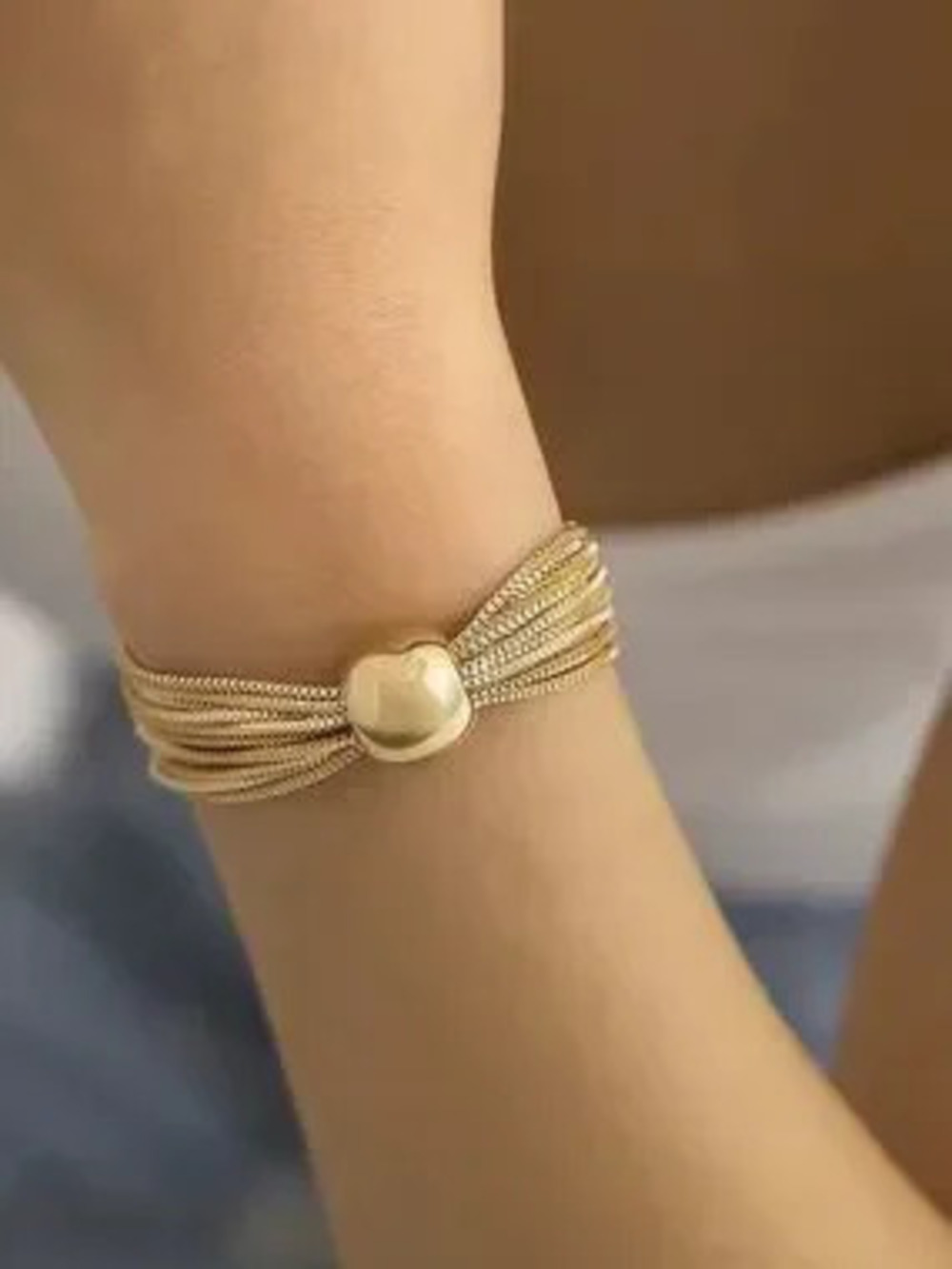 Chunky Sphere Pendant & Multi-Layer Chain Bracelet